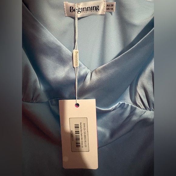 NWT Marbelle Blue Satin Mini Dress - Picture 3 of 5